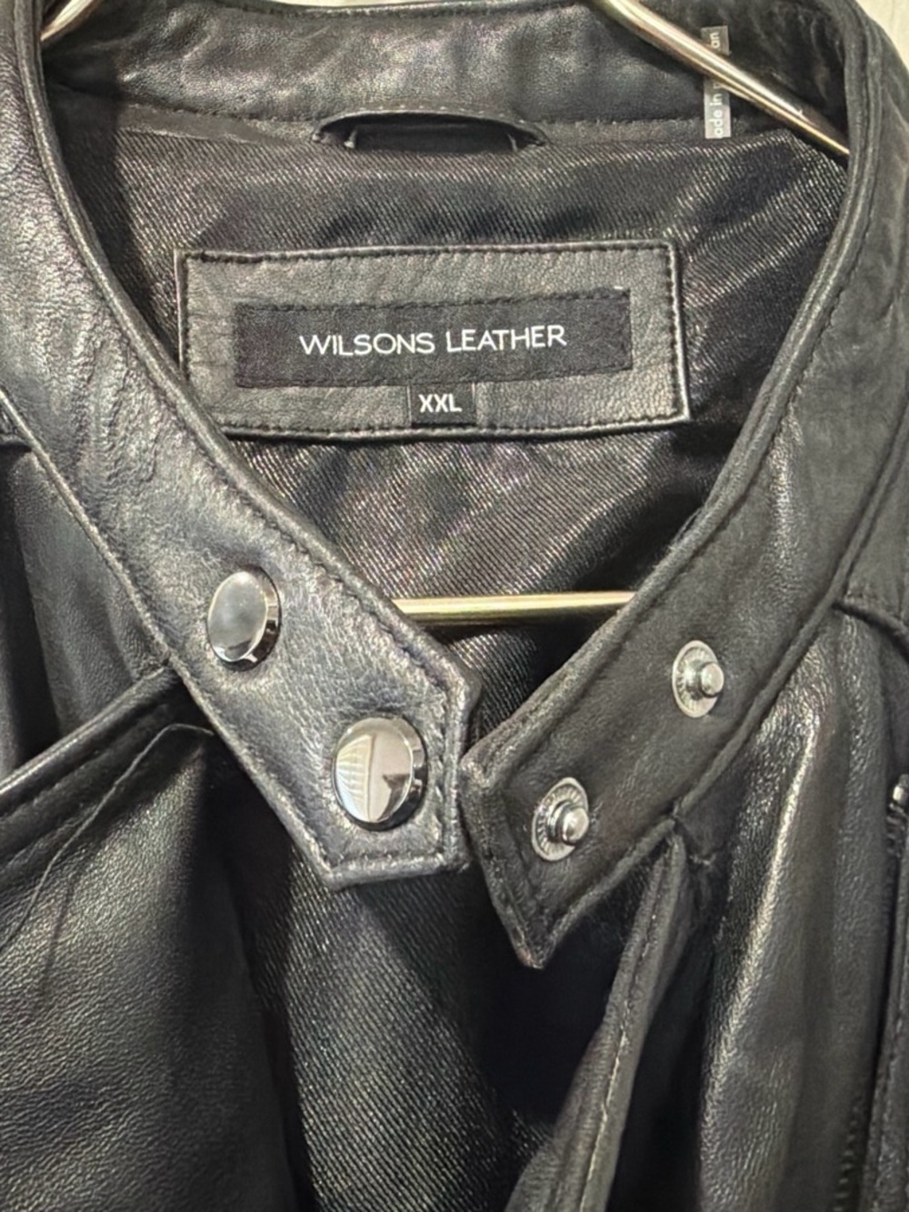 Wilsons Leather Black Leather Jacket with Silver Hardware